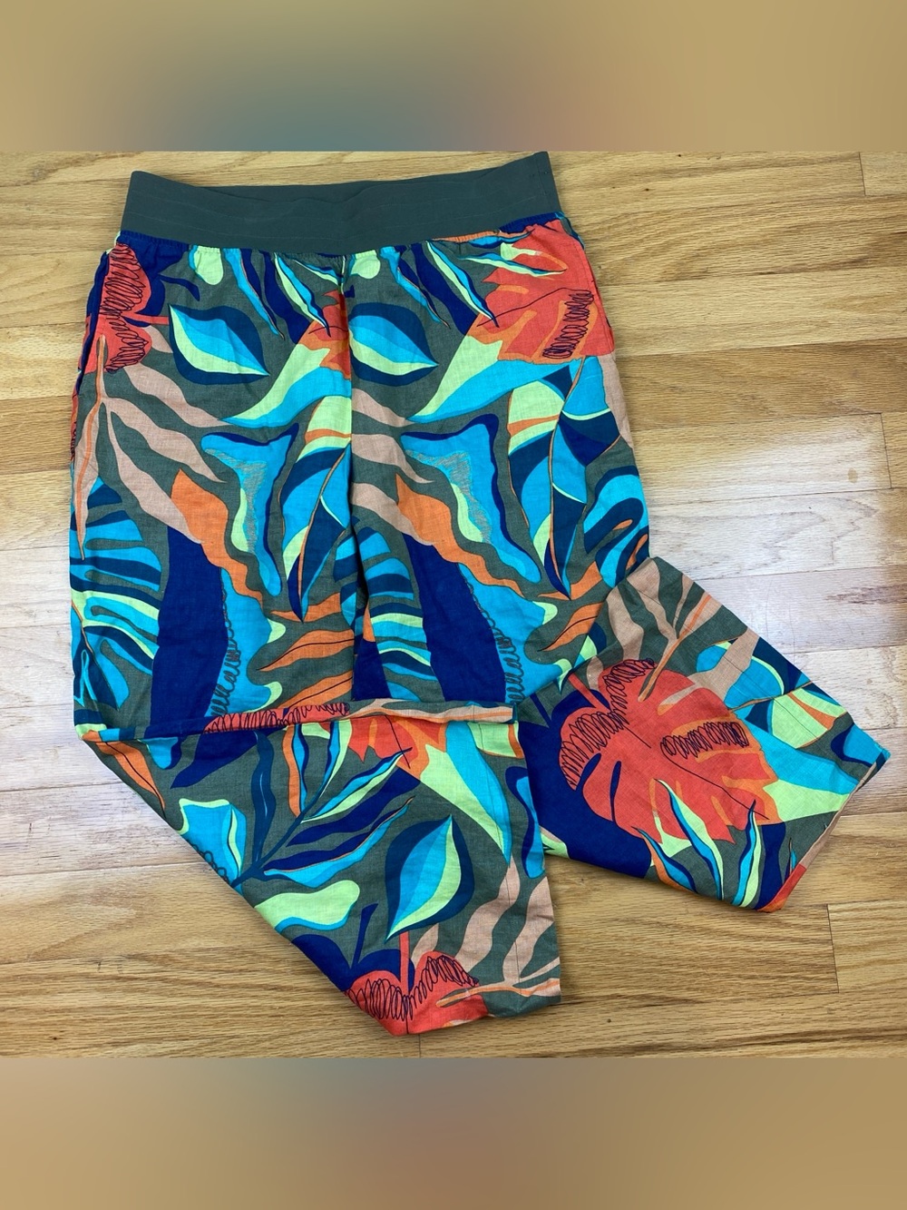 Soft Surroundings Aliso Point Tropical Linen Pants Pull On Vibrant Petite L PL